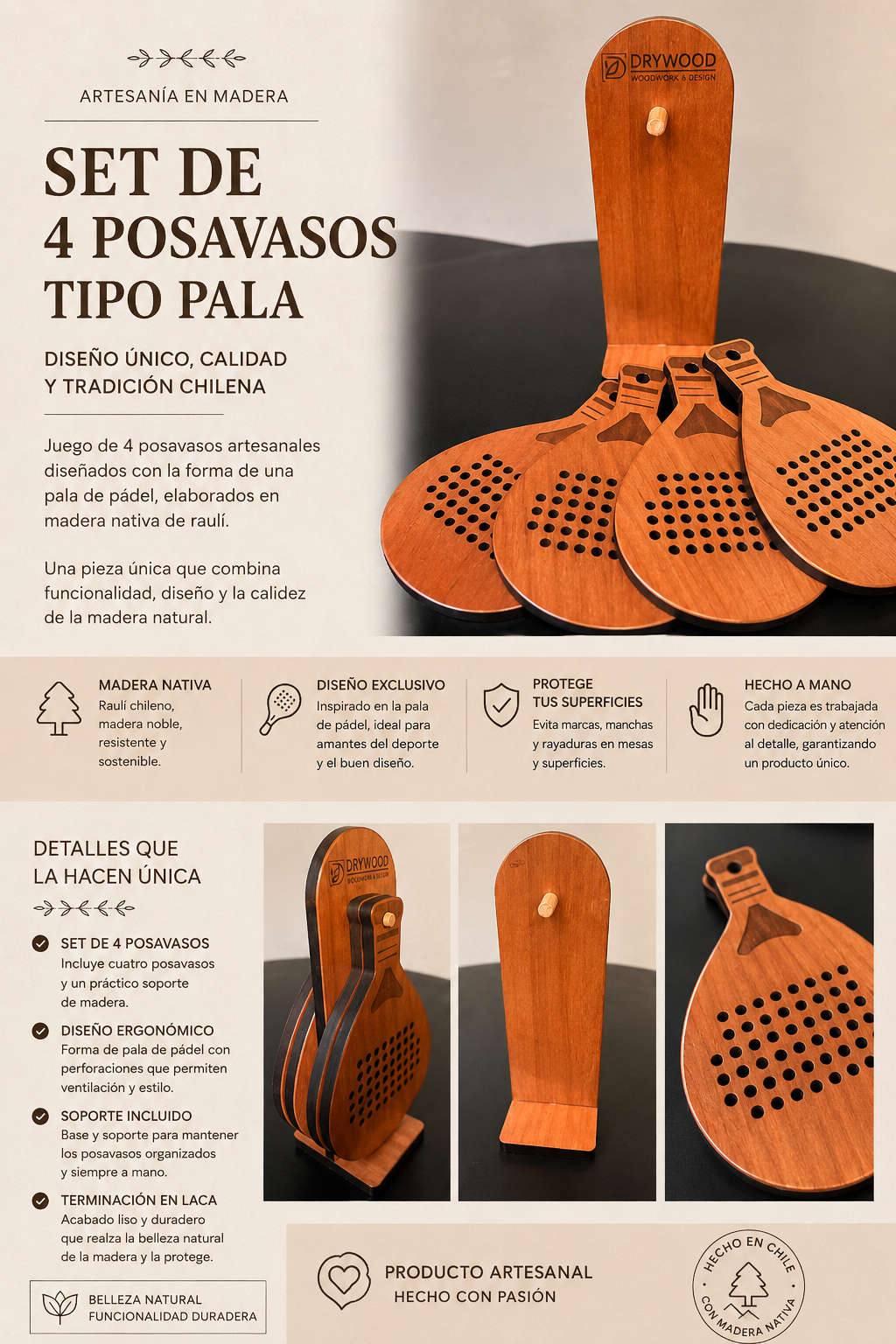 Set posavasos pala de pádel