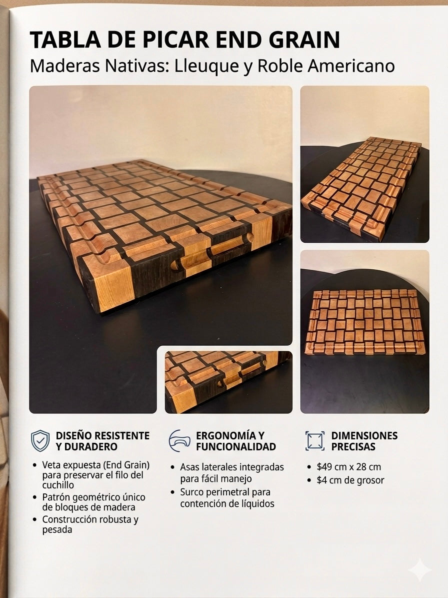 Tabla end grain modelo trenzado