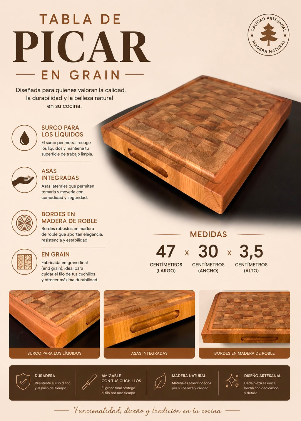 Tabla end grain asado