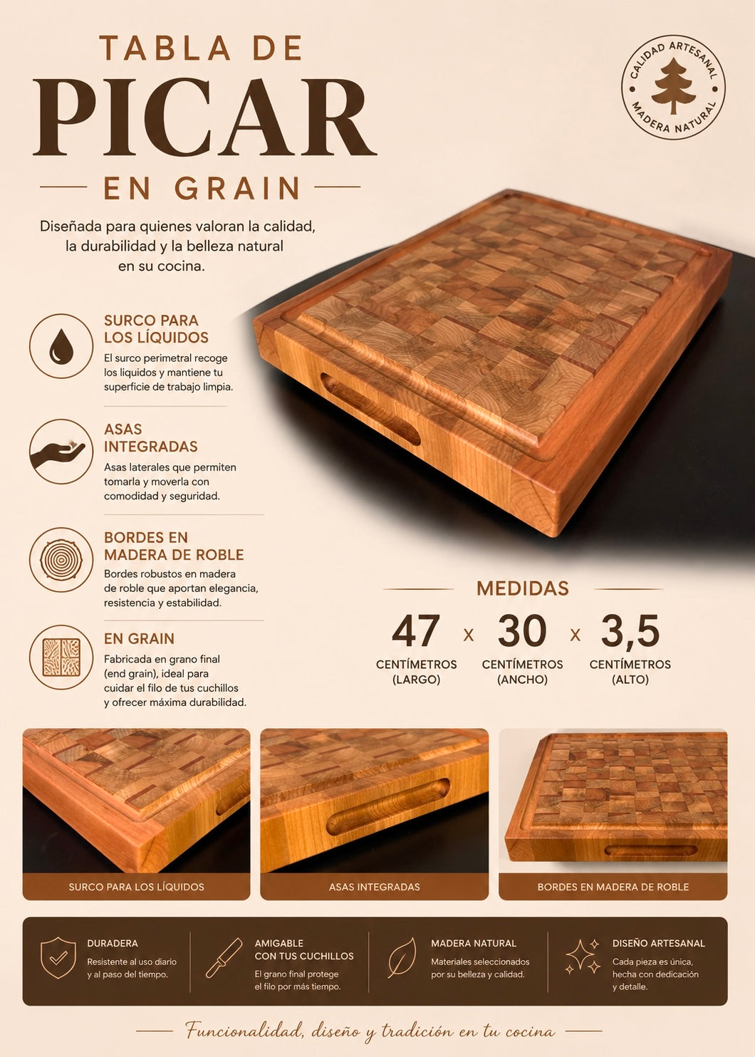 Tabla end grain asado